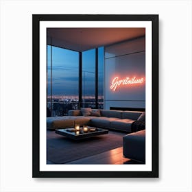 A Beautifully Calligraphed Sign Expressing Gratitude Hovering Gracefully Under Soft Led Lights Pla (6) Art Print