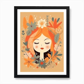 Bloom Body Woman Portrait Orange Tones 7 Art Print