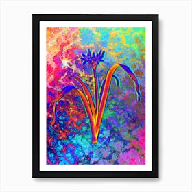 Small Flowered Pancratium Botanical in Acid Neon Pink Green and Blue n.0331 Art Print