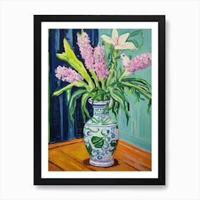 Flowers In A Vase Still Life Painting Lavender Art Print
