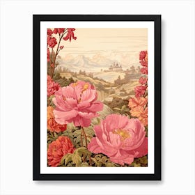 Peony Victorian Style 0 Art Print