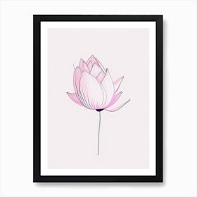 Pink Lotus Minimal Line Drawing 1 Art Print
