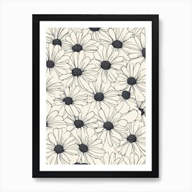 Daisy Flowers Line Drawing Art Print