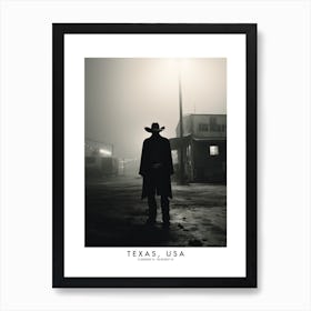 Poster Of Texas, Usa, Black And White Analogue Photograph 2 Art Print