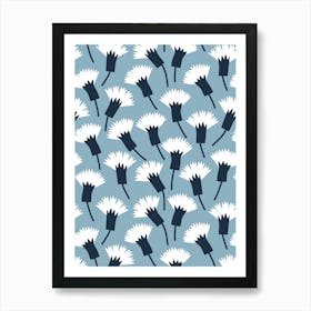 Dandelion Pattern On Blue Art Print