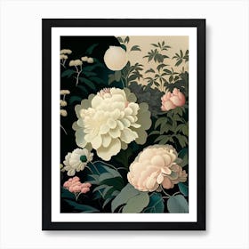 Lower Gardens Peonies Vintage 1 Sketch Art Print