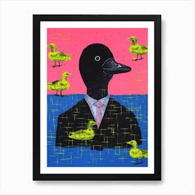 Duck In A Suit Abstract Illustration Art Print