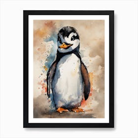 Penguin Watercolor Painting Art Print