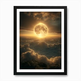 Full Moon Over Clouds Art Print