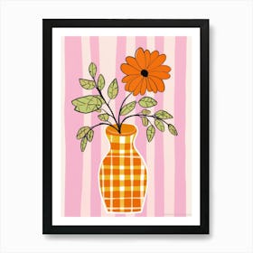 Wild Flowers Orange Tones In Vase 1 Art Print