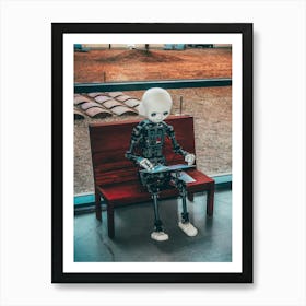 Robot Sitting On A Bench Art Print