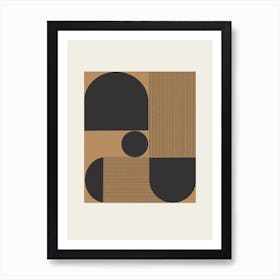 Mid century Geometric Composition, Minimalist Graphic design, Line and circle objects Art Print