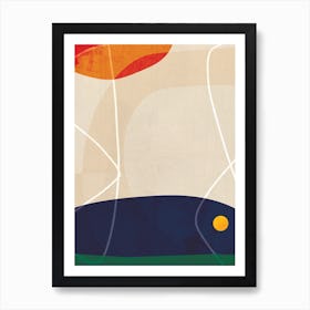 Abstract Blue and Orange Art Print Poster