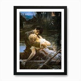 Romance ~ The Lovers Kiss on a Boat at Dusk ~ "Čeština: V rozkvětu" by Hungarian Painter Maxmilian Pirner | HD Art Remastered Antique Valentines Art Print