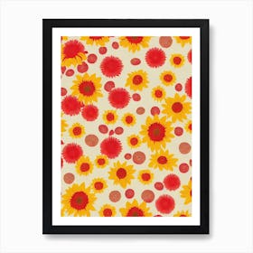 Sunflower Floral Print Warm Tones 2 Flower Art Print