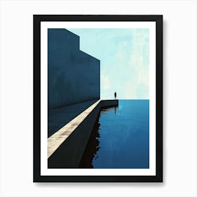 Man On A Pier, Minimalism Art Print