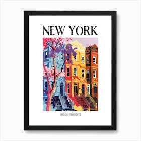 Brooklyn Heights New York Colourful Silkscreen Illustration 2 Poster Art Print