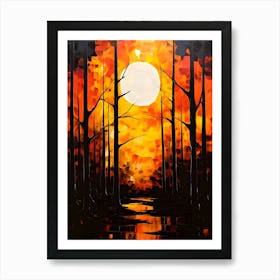 Sunset In The Woods 9 Art Print