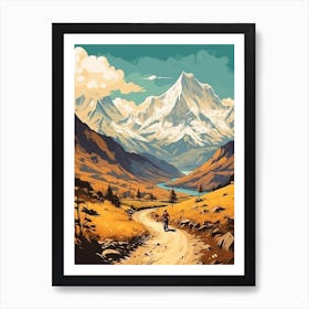 Annapurna Circuit Nepal 3 Vintage Travel Illustration Art Print