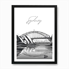 Sydney Opera House, Black And White Skyline Art Print