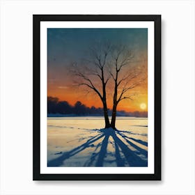 Lone Tree At Sunset Art Print