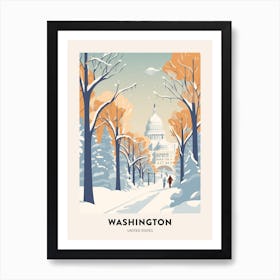 Vintage Winter Travel Poster Washington Dc Usa 3 Art Print