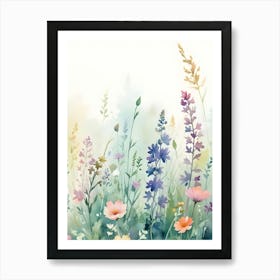 Watercolor Wildflower Field Painting 2 Art Print