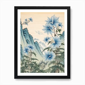 Kikyo Chinese Bellflower 3 Japanese Botanical Illustration Art Print