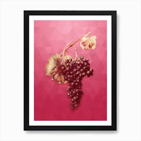Vintage Grape Spanna Botanical in Gold on Viva Magenta Art Print