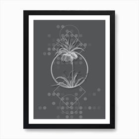 Vintage Fritillaries Botanical with Line Motif and Dot Pattern in Ghost Gray n.0147 Art Print