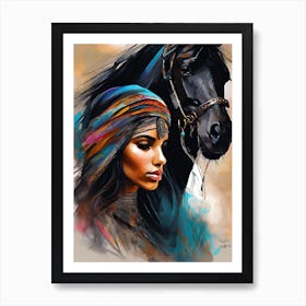 Indian Woman And Horse Art Print