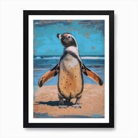 Galapagos Penguin Cooper Bay Colour Block Painting 4 Art Print