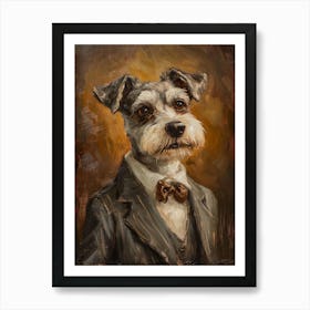 Dog In A Suit Kitsch Portrait 4 Art Print