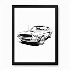 Ford Mustang Line Drawing 9 Art Print