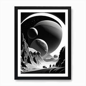 Space Exploration Noir Comic Space Art Print