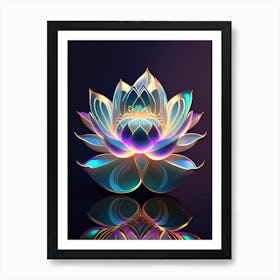 Lotus Flower Pattern Holographic 1 Art Print