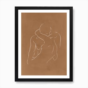 Lovers Body Sketch 2 Camel Line Art Print