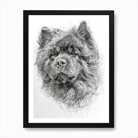 Chow Chow Dog Line Sketch 2 Art Print