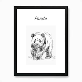 B&W Panda Poster Art Print