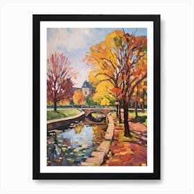 Autumn Gardens Painting Chateau De Chantilly Gardens France 1 Art Print