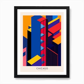 Willis Tower Skydeck Chicago Colourful Travel Poster Art Print