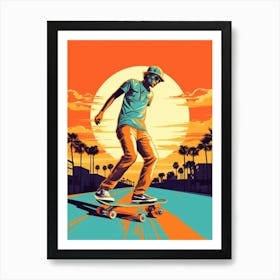 Skateboarding In Miami, United States Drawing 2 Art Print