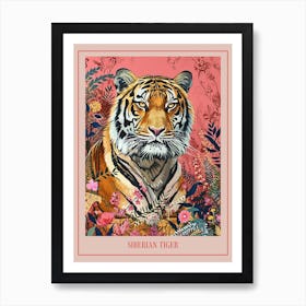 Floral Animal Painting Siberian Tiger 2 Poster Art Print