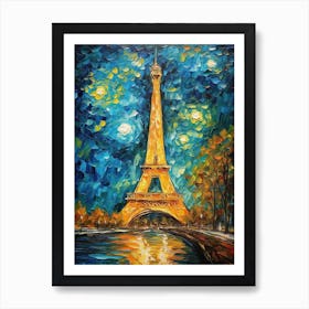 Eiffel Tower Paris Van Gogh Style 1 Art Print