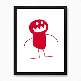 Kids Art Red Mascot Monster Art Print