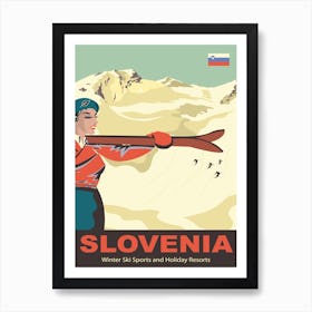 Slovenia, Skiing Girl Art Print