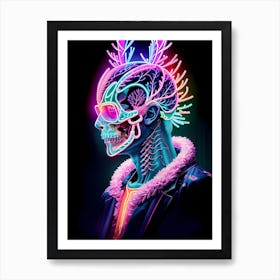 Neon Skull Canvas Print Art Print