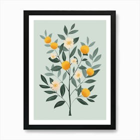 Peach Tree Flat Illustration 7 Art Print