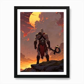 Kratos God Of War Game Gaming Art Print