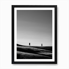 Italy Tuscany Hill Trees Bw Art Print